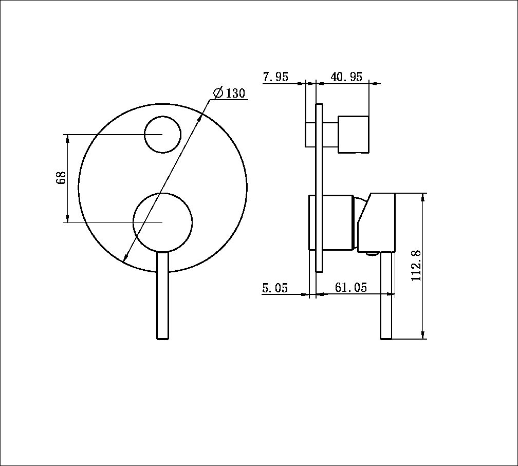 DOLCE SHOWER MIXER WITH DIVERTOR TRIM KITS ONLY CHROME (NR250811atCH)