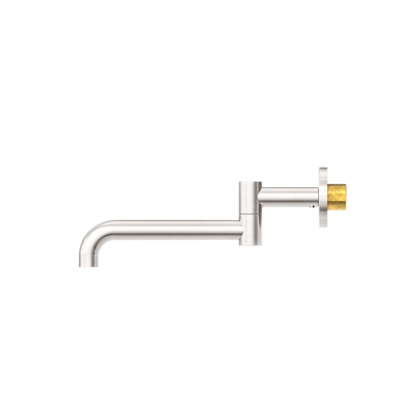 MECCA WALL MOUNTED SWIVEL BASIN/BATH SPOUT 225MM BRUSHED NICKEL (NR221903gBN)