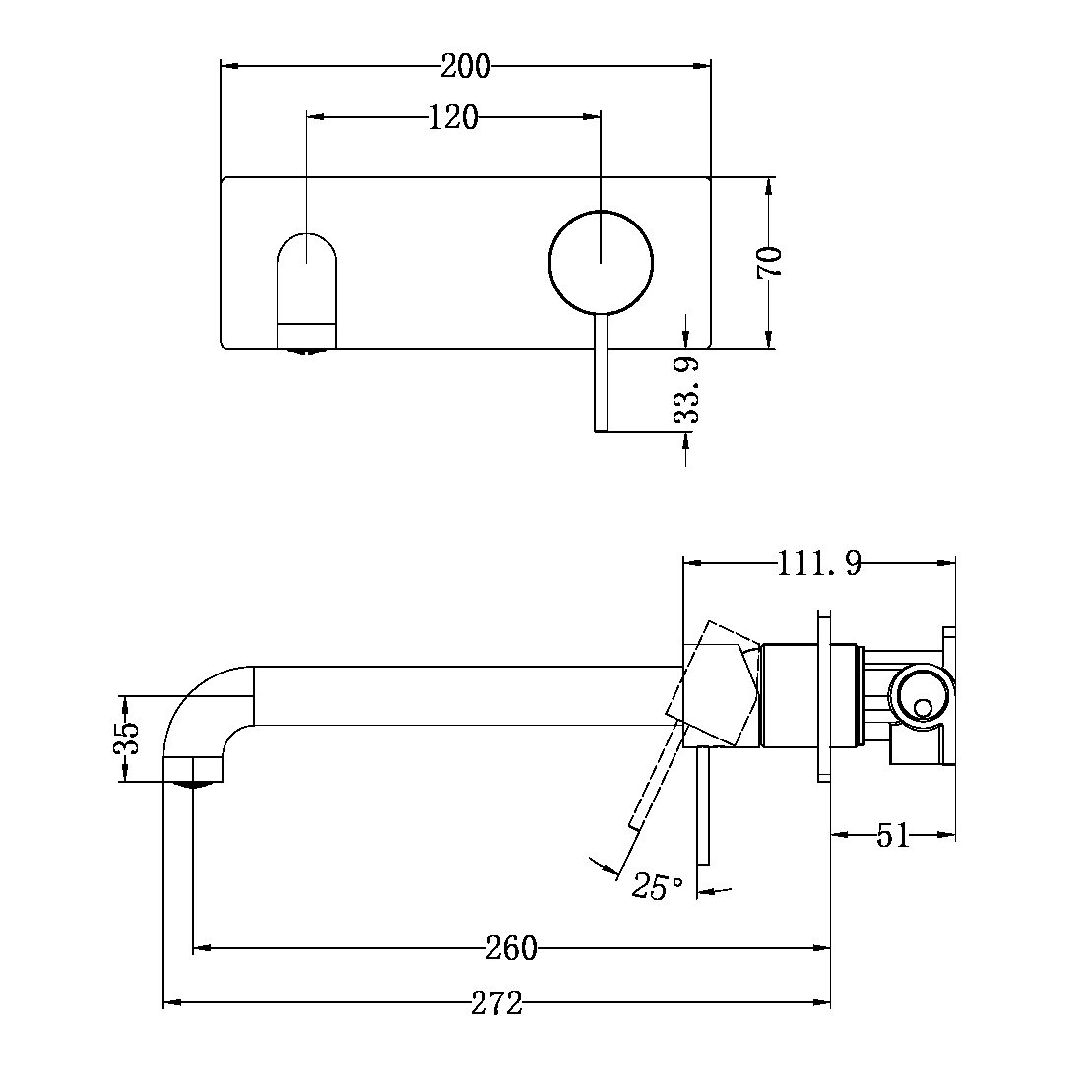 MECCA WALL BASIN/BATH MIXER 120/160/185/230/260MM SPOUT GUN METAL (NR221910a120/160/185/230/260GM)