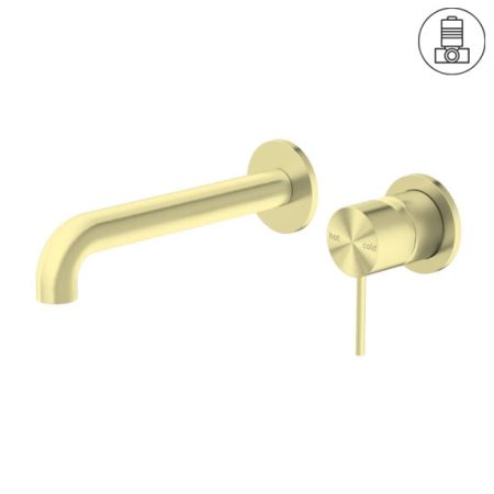 MECCA WALL BASIN/BATH MIXER SEPARATE BACK PLATE 120/160/185/230/260 MM SPOUT BRUSHED GOLD (NR221910c120/160/185/230/260 BG)