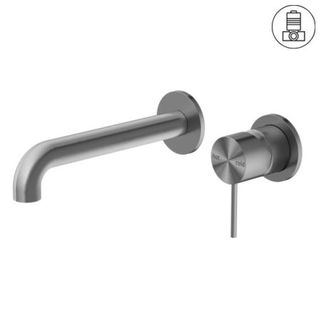 MECCA WALL BASIN/BATH MIXER SEPARATE BACK PLATE 120/160/185/230/260 MM SPOUT GUN METAL (NR221910c120/160/185/230/260 GM)