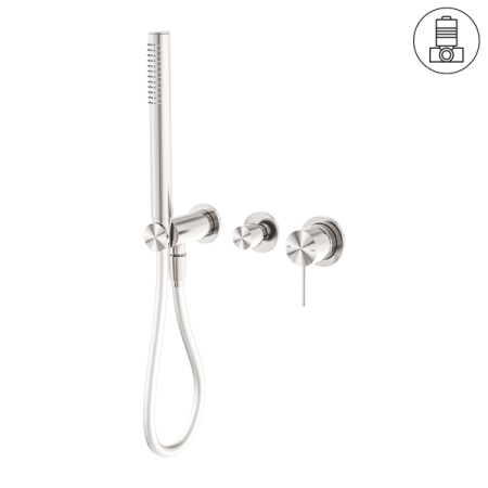 MECCA SHOWER MIXER WITH DIVERTOR SYSTEM SEPARATE BACK PLATE SHOWER FAUCET SET WITH 2 HANDLES BRUSHED NICKEL (NR221912fBN)