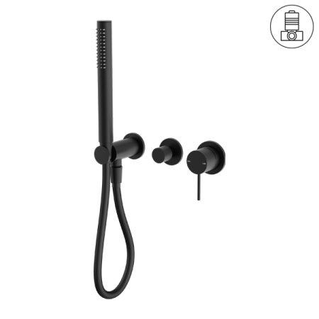 MECCA SHOWER MIXER WITH DIVERTOR SYSTEM SEPARATE BACK PLATE SHOWER FAUCET SET WITH 2 HANDLES MATTE BLACK (NR221912fMB)