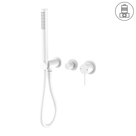 MECCA SHOWER MIXER WITH DIVERTOR SYSTEM SEPARATE BACK PLATE SHOWER FAUCET SET WITH 2 HANDLES MATTE WHITE (NR221912fMW)