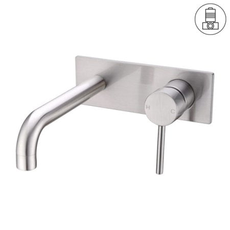 DOLCE WALL BASIN/BATH MIXER STYLISH SPOUT BRUSHED NICKEL (NR250810bBN)