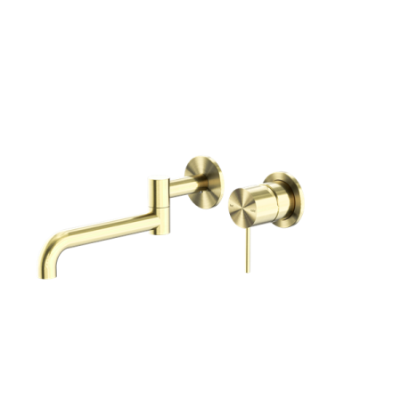 MECCA WALL BASIN/BATH MIXER SWIVEL SPOUT WALL MOUNTED FAUCETS 225MM BRUSHED GOLD (NR221910rBG)