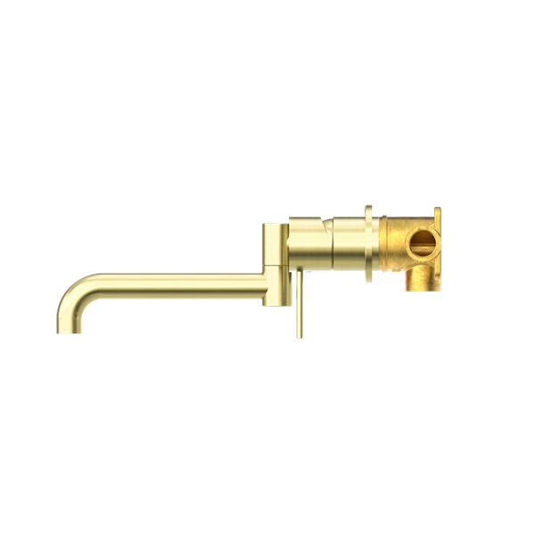 MECCA WALL BASIN/BATH MIXER SWIVEL SPOUT WALL MOUNTED FAUCETS 225MM BRUSHED GOLD (NR221910rBG)