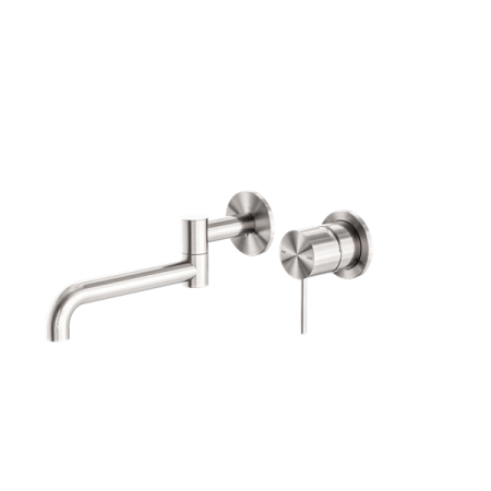 MECCA WALL BASIN/BATH MIXER SWIVEL SPOUT WALL MOUNTED FAUCETS 225MM BRUSHED NICKEL (NR221910rBN)