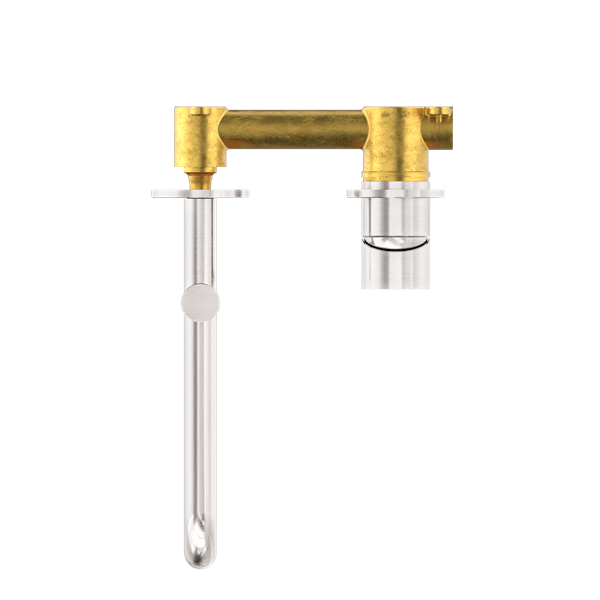 MECCA WALL BASIN/BATH MIXER SWIVEL SPOUT WALL MOUNTED FAUCETS 225MM BRUSHED NICKEL (NR221910rBN)