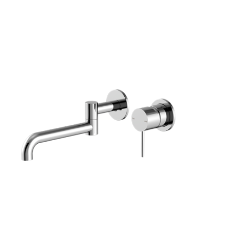 MECCA WALL BASIN/BATH MIXER SWIVEL SPOUT WALL MOUNTED FAUCETS 225MM CHROME (NR221910rCH)