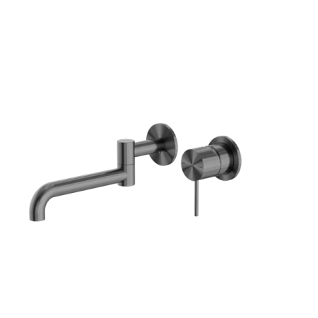 MECCA WALL BASIN/BATH MIXER SWIVEL SPOUT WALL MOUNTED FAUCETS 225MM GUN METAL (NR221910rGM)