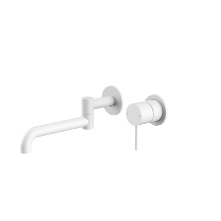 MECCA WALL BASIN/BATH MIXER SWIVEL SPOUT WALL MOUNTED FAUCETS 225MM MATTE WHITE (NR221910rMW)