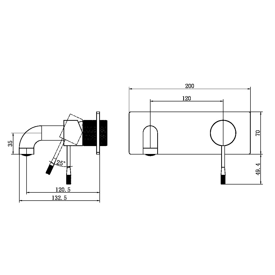 OPAL WALL BASIN/BATH MIXER WALL MOUNTED FAUCET 120/160/185/230/260 MM SPOUT GRAPHITE (NR251907a120/160/185/230/260GR)