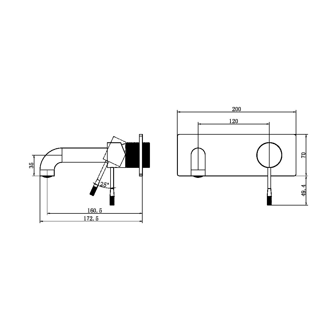 OPAL WALL BASIN/BATH MIXER WALL MOUNTED FAUCET 120/160/185/230/260 MM SPOUT GRAPHITE (NR251907a120/160/185/230/260GR)