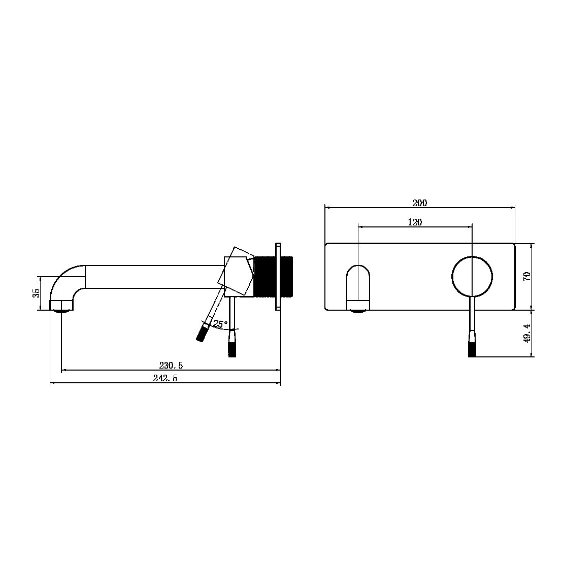 OPAL WALL BASIN/BATH MIXER WALL MOUNTED FAUCET 120/160/185/230/260 MM SPOUT GRAPHITE (NR251907a120/160/185/230/260GR)