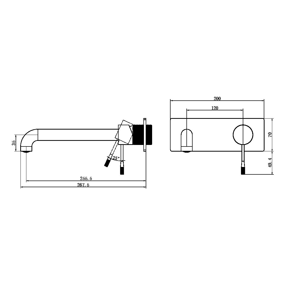 OPAL WALL BASIN/BATH MIXER WALL MOUNTED FAUCET 120/160/185/230/260 MM SPOUT GRAPHITE (NR251907a120/160/185/230/260GR)