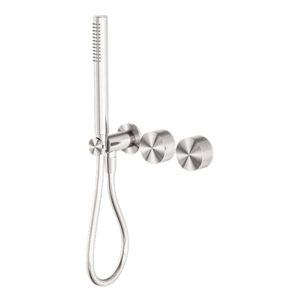 KARA PROGRESSIVE SHOWER SYSTEM SEPARATE PLATE SHOWER FAUCET SET WITH 2 HANDLES BRUSHED NICKEL (NR271903dBN)