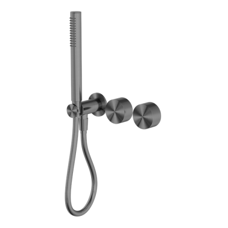 KARA PROGRESSIVE SHOWER SYSTEM SEPARATE PLATE SHOWER FAUCET SET WITH 2 HANDLES GUN METAL (NR271903dGM)