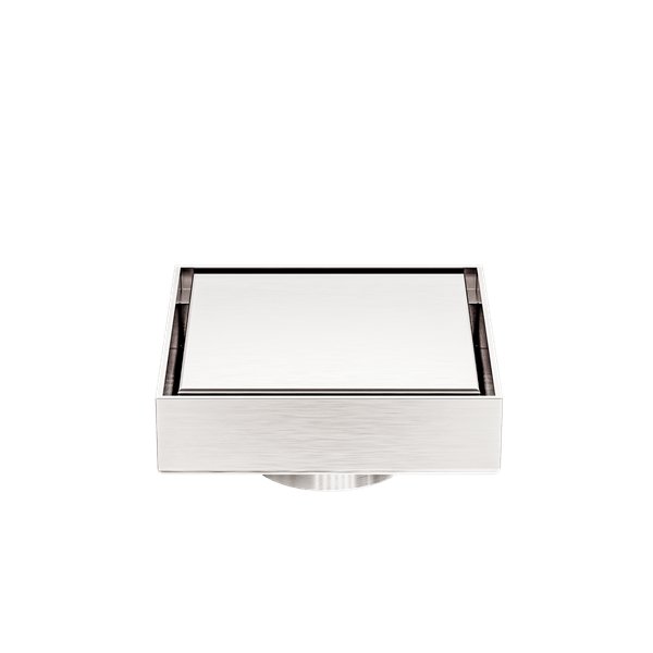 100MM SQUARE TILE INSERT FLOOR WASTE 50MM OUTLET SHOWER DRAIN FLOOR DRAIN OUTLET BRUSHED NICKEL (NRFW006BN)