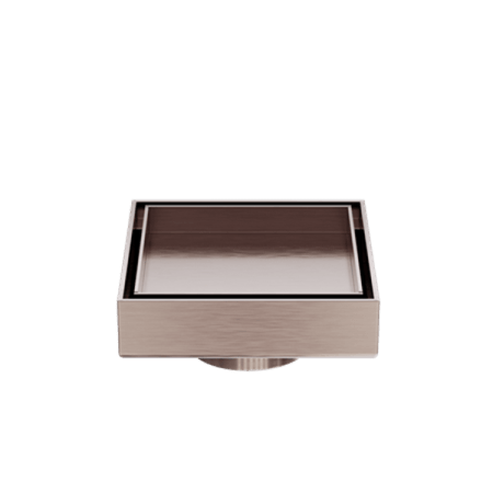 100MM SQUARE TILE INSERT FLOOR WASTE 50MM OUTLET SHOWER DRAIN FLOOR DRAIN OUTLET BRUSHED BRONZE (NRFW006BZ)