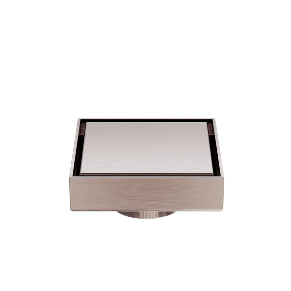 100MM SQUARE TILE INSERT FLOOR WASTE 50MM OUTLET SHOWER DRAIN FLOOR DRAIN OUTLET BRUSHED BRONZE (NRFW006BZ)