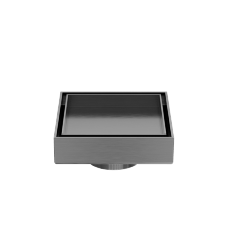 100MM SQUARE TILE INSERT FLOOR WASTE 50MM OUTLET SHOWER DRAIN FLOOR DRAIN OUTLET GUN METAL (NRFW006GM)