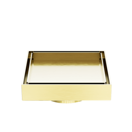 130MM SQUARE TILE INSERT FLOOR WASTE 80MM OUTLET SHOWER DRAIN FLOOR DRAIN BRUSHED GOLD (NRFW007BG)