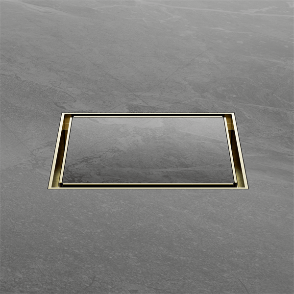 130MM SQUARE TILE INSERT FLOOR WASTE 80MM OUTLET SHOWER DRAIN FLOOR DRAIN BRUSHED GOLD (NRFW007BG)
