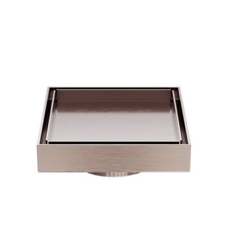 130MM SQUARE TILE INSERT FLOOR WASTE 80MM OUTLET SHOWER DRAIN FLOOR DRAIN BRUSHED BRONZE (NRFW007BZ)