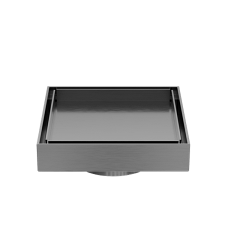 130MM SQUARE TILE INSERT FLOOR WASTE 80MM OUTLET SHOWER DRAIN FLOOR DRAIN GUN METAL (NRFW007GM)