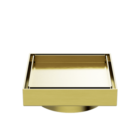 130MM SQUARE TILE INSERT FLOOR WASTE 100MM OUTLET SHOWER DRAIN FLOOR DRAIN BRUSHED GOLD (NRFW008BG)