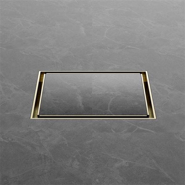 130MM SQUARE TILE INSERT FLOOR WASTE 100MM OUTLET SHOWER DRAIN FLOOR DRAIN BRUSHED GOLD (NRFW008BG)