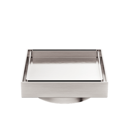 130MM SQUARE TILE INSERT FLOOR WASTE 100MM OUTLET SHOWER DRAIN FLOOR DRAIN BRUSHED NICKEL (NRFW008BN)