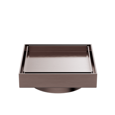 130MM SQUARE TILE INSERT FLOOR WASTE 100MM OUTLET SHOWER DRAIN FLOOR DRAIN BRUSHED BRONZE (NRFW008BZ)