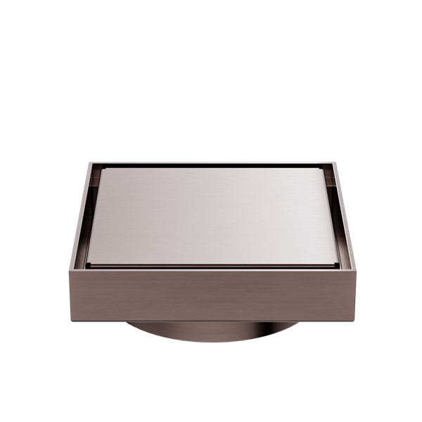 130MM SQUARE TILE INSERT FLOOR WASTE 100MM OUTLET SHOWER DRAIN FLOOR DRAIN BRUSHED BRONZE (NRFW008BZ)
