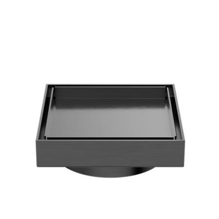 130MM SQUARE TILE INSERT FLOOR WASTE 100MM OUTLET SHOWER DRAIN FLOOR DRAIN GUN METAL (NRFW008GM)