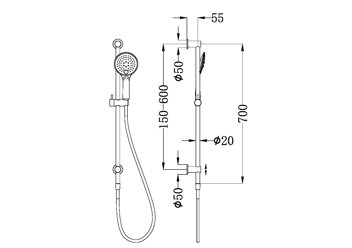 3 FUNCTION RAIL SHOWER BRUSHED NICKEL (NR314BN)