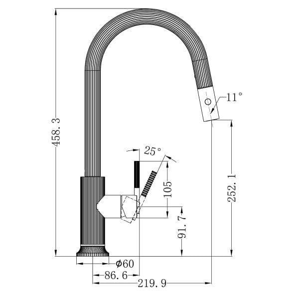 SAN ROMEDIO KITCHEN FAUCET WITH PULL DOWN SPRAYER PULL OUT SINK MIXER WITH VEGIE SPRAY FUNCTION BRUSHED GOLD (NR212308BG)