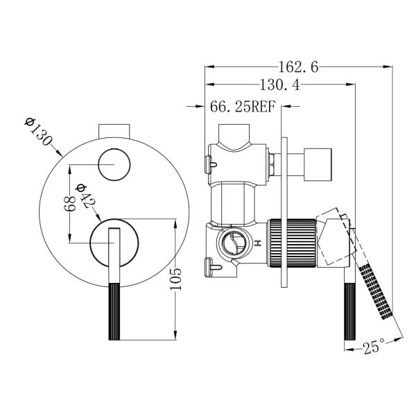 SAN ROMEDIO SHOWER MIXER WITH DIVERTER 2 FUNCTION VALVE ROUGH-IN SHOWER VALVES KIT REPLACEMENT GUN METAL GREY (NR212309aGM)