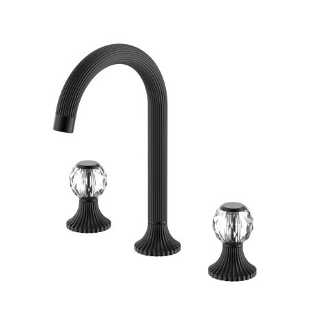 SAN ROMEDIO 2 CRYSTAL HANDLES BASIN TAP SETS BASIN VESSEL FAUCET BRASS BATHROOM FAUCETS MATTE BLACK (NR262301aMB)