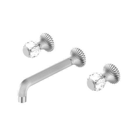 SAN ROMEDIO WALL BASIN/BATH SET SPOUT BATHTUB FAUCETS 2 CRYSTAL HANDLES BRUSHED NICKEL (NR262307aBN)