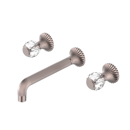 SAN ROMEDIO WALL BASIN/BATH SET SPOUT BATHTUB FAUCETS 2 CRYSTAL HANDLES BRUSHED BRONZE (NR262307aBZ)