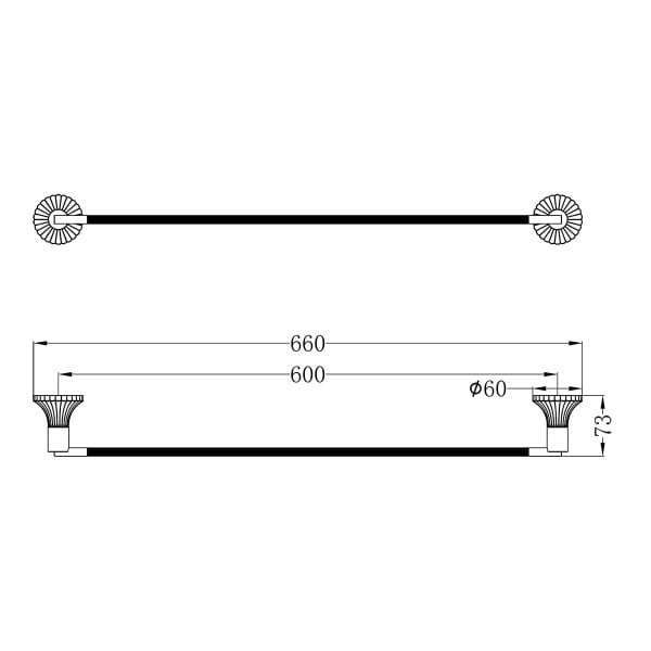 SAN ROMEDIO SINGLE TOWEL RAIL TOWEL HOLDER HANGER TOWEL RACK 600MM SINGLE TOWEL RAIL 600MM BRUSHED GOLD (NR2824BG)