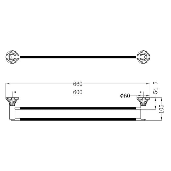 SAN ROMEDIO DOUBLE TOWEL RAIL TOWEL HOLDER HANGER TOWEL RACK 600MM BRUSHED GOLD ( NR2824dBG)