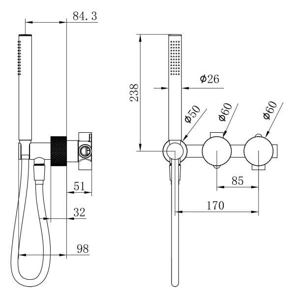 OPAL PROGRESSIVE SHOWER SYSTEM SEPARATE PLATE WITH 2 HANDLES SHOWER HANDHELD BRUSHED NICKEL (NR252003dBN)