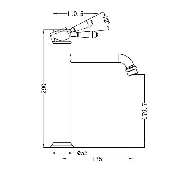 YORK STRAIGHT TALL BASIN MIXER TAPS WITH METAL LEVER BATHROOM FAUCETS AGED BRASS (NR692101A02AB)