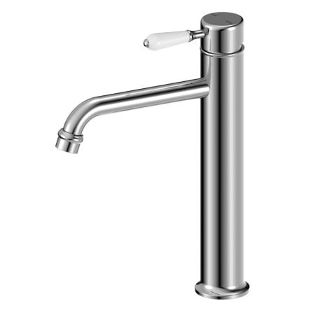 YORK STRAIGHT TALL BASIN MIXER WITH WHITE PORCELAIN LEVER BATHROOM FAUCETS CHROME (NR692101A01CH)