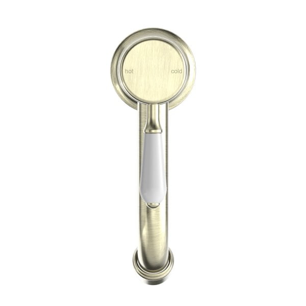 YORK STRAIGHT BASIN MIXER TAPS WITH WHITE PORCELAIN LEVER BATHROOM FAUCETS AGED BRASS (NR692101B01AB)