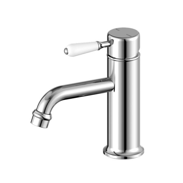YORK STRAIGHT BASIN MIXER TAPS WITH WHITE PORCELAIN LEVER BATHROOM FAUCETS CHROME (NR692101B01CH)