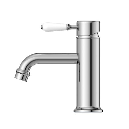 YORK STRAIGHT BASIN MIXER TAPS WITH WHITE PORCELAIN LEVER BATHROOM FAUCETS CHROME (NR692101B01CH)
